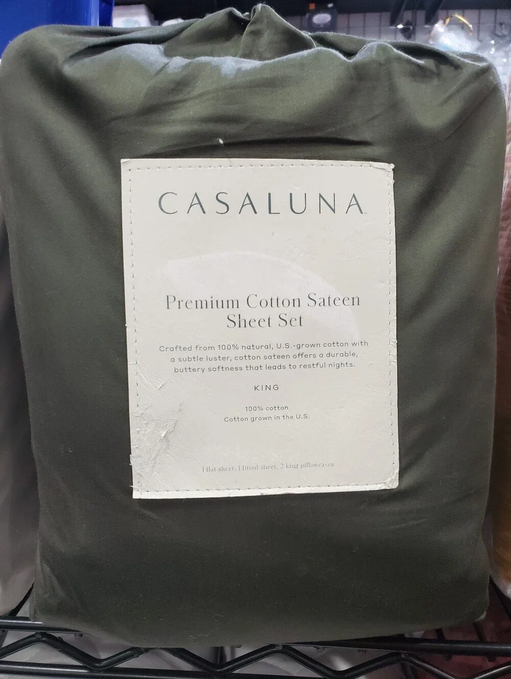 Casaluna™- King 600 Thread Count Sateen Sheet Set Olive Green